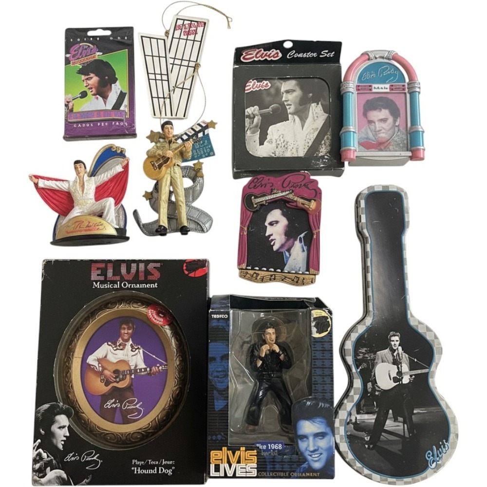 Elvis Presley Memorabilia Lot Musical Ornament 1968 Special Tin Figurines